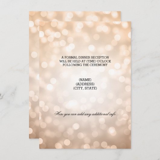 ウェディング レセプション カッパー グリッター ライト エンクロージャーカード (正面/裏面)