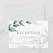 ウェディング レセプション | グレーがかった翡翠グリーンのボタニカル エンクロージャーカード (正面/裏面)