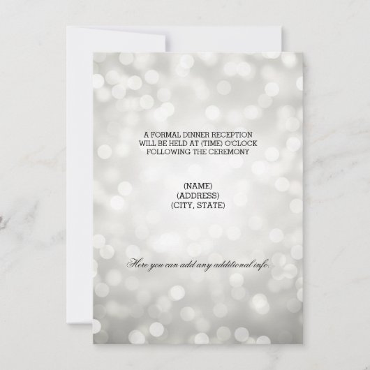 ウェディング・レセプション シルバー・グリッター・ライト 招待状 (正面)