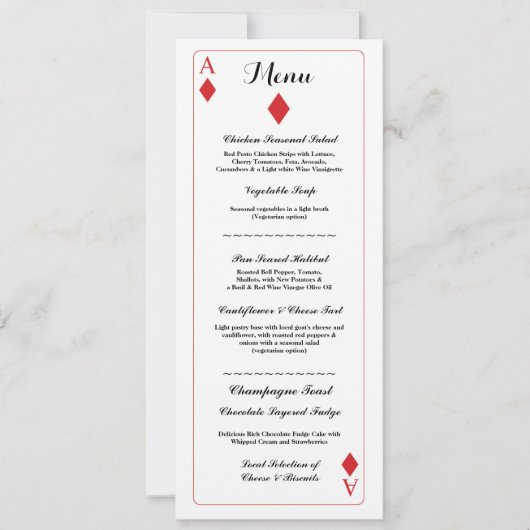 ウェディング レセプション ダイヤモンド プレイイング カード エース (正面)