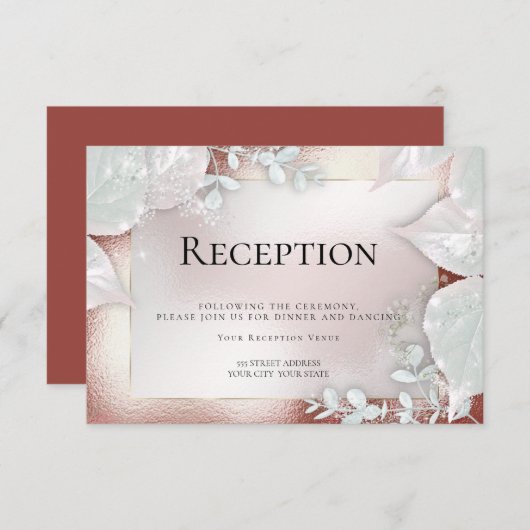 ウェディング レセプション | テラコッタ シマー 招待状 (正面/裏面)