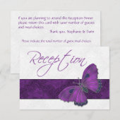 ウェディング レセプション バタフライ ブロケード パープル 出欠カード (正面/裏面)