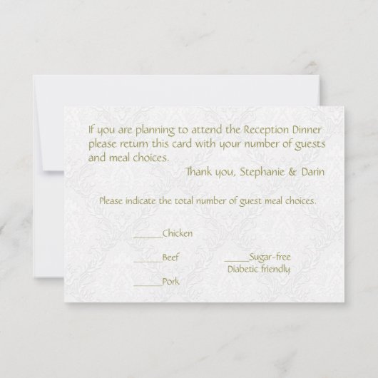 ウェディング　レセプション　バタフライ　ブロケード　緑 招待状 (裏面)