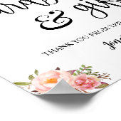 ウェディング・レセプション ボーホー・ピンク・サイン ポスター (角)