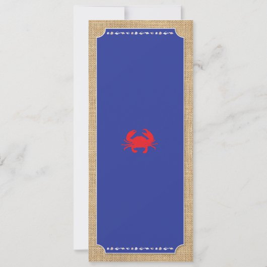 ウェディング レセプション メニュー カニの煮込み ビーチ 招待状 (裏面)