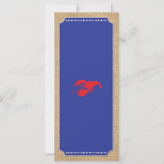 ウェディング レセプション メニュー カニの煮込み ロブスター ビーチ 招待状 (裏面)