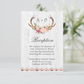 ウェディング レセプション ラスティック アントラー ウッド ボーホー デコ エンクロージャーカード (スタンド正面)