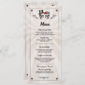 ウェディング レセプション ラスティック スカル ローズ メニュー 招待状 (正面/裏面)