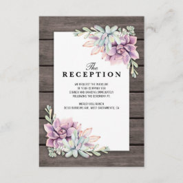 ウェディング レセプション ラスティック スクッレント フラワー エンクロージャーカード