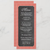 ウェディング レセプション ラスティック チョーク レッド チェック 招待状 (正面/裏面)