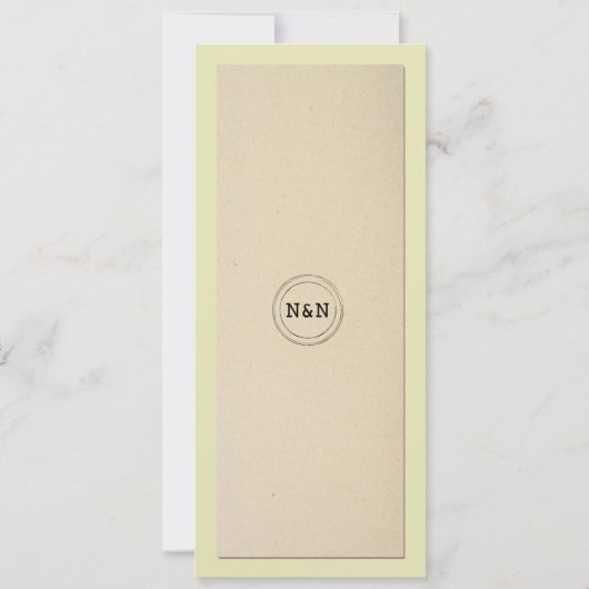 ウェディング レセプション ラスティック ライブラリー 本 メニュー 招待状 (裏面)