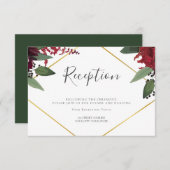 ウェディング レセプション | リッチ バーガンディ マーサラ フラワーズ エンクロージャーカード (正面/裏面)