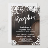 ウェディング　レセプション　木樽　レース　ライト　花 招待状 (正面)