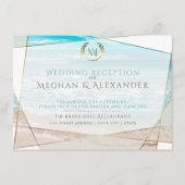 ウェディング・レセプション | 現代のイニシャル ビーチ エンクロージャーカード (正面)