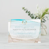 ウェディング・レセプション | 現代のイニシャル ビーチ エンクロージャーカード (スタンド正面)