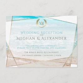 ウェディング・レセプション | 現代のイニシャル ビーチ エンクロージャーカード