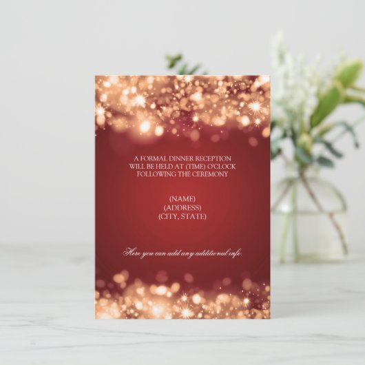 ウェディング レセプション 輝く ライト ゴールド エンクロージャーカード (スタンド正面)