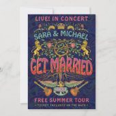 ウェディング・レトロ70sバンド・コンサート・チケット・テーマ 招待状 (正面)