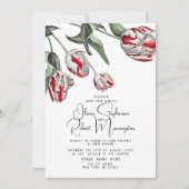 ウェディング |レンブラント赤と白チューリップ 招待状 (正面)