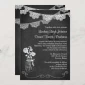 ウェディング | レースバンティング・メイソン・ジャー | 黒板2 招待状 (正面/裏面)