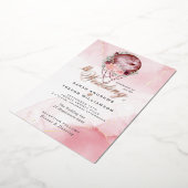 ウェディング | ロマンチックなピンクのムーンマンデラ 箔招待状 (回転した状態)