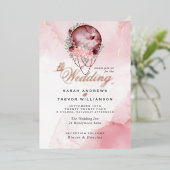 ウェディング | ロマンチックなピンクのムーンマンデラ 箔招待状 (立ち正面)