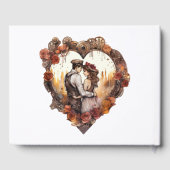 ウェディング ロマンティック スチームパンク ハート カップル ゲストブック (裏面)