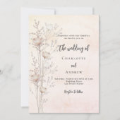 ウェディング ローズゴールド ブラッシュ ワイルドフラワー 招待状 (正面)