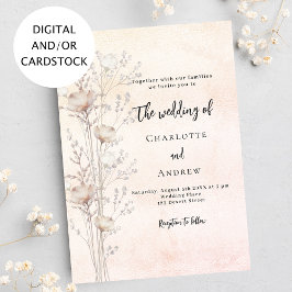 ウェディング ローズゴールド ブラッシュ ワイルドフラワー 招待状