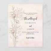 ウェディング ローズゴールド ワイルドフラワー 予算 招待状 (正面)