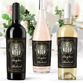 ウェディング ワイン ラベル アールヌーヴォー ステンドグラス