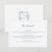 ウェディング ヴィブラント ブルー クレスト モノグラム 詳細 カード (正面/裏面)