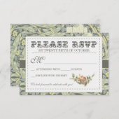 ウェディング ヴィンテージ フラワー RSVP カード (正面/裏面)