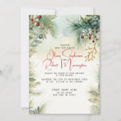 ウェディング |冬の水彩緑 招待状 (正面)