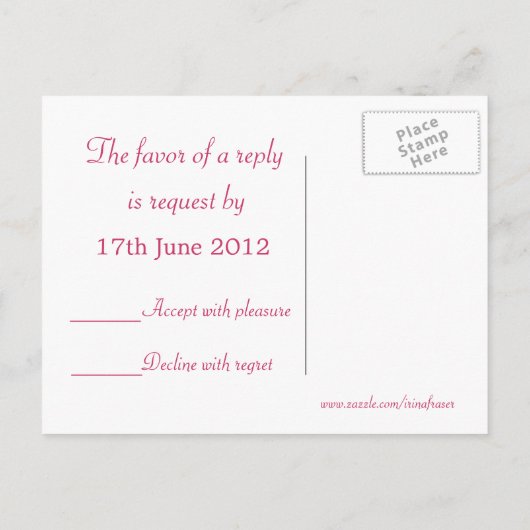 ウェディング.出欠。デイジーとガーベラ葉書 インビテーションポストカード (裏面)