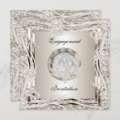 ウェディング 婚約 招待状 セピア フラワーフレーム (正面/裏面)