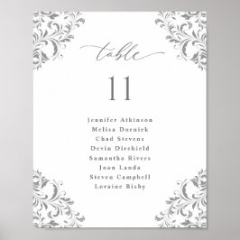 ウェディング 席次表 8x10 シルバーグレー エレガント ポスター