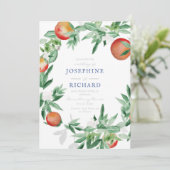 ウェディング　招待状　のための　水彩　デザイン　桃 招待状 (スタンド正面)