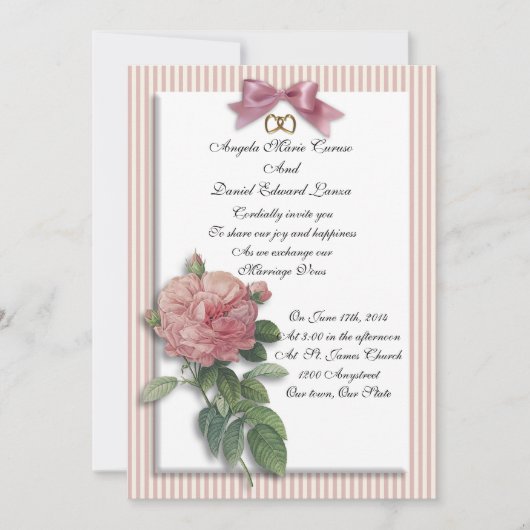 ウェディング　招待状　ヴィンテージ　ローズ　シャビー　シック 招待状 (正面)