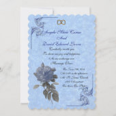 ウェディング 招待状 ヴィンテージ 青いバラ 招待状 (正面)