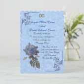 ウェディング 招待状 ヴィンテージ 青いバラ 招待状 (スタンド正面)