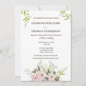 ウェディング 招待状 水彩 白い カラーの花 (正面)