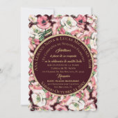 ウェディング 招待状 花 フラワーリング ローズ ワインレッド ボルドー (正面)