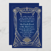 ウェディング 招待状 青い夜&シルバー 招待状 (正面/裏面)