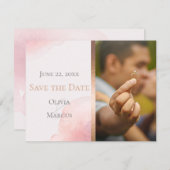 ウェディング | 日付の保存PHOTO赤面ピンク セーブザデート (正面/裏面)