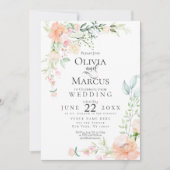 ウェディング | 春の パステルカラー 水彩花 招待状 (正面)
