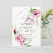 ウェディング | 春ピンクポピーフローラ 招待状 (スタンド正面)