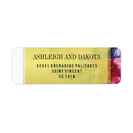 ウェディング |熱帯水色の花 ラベル