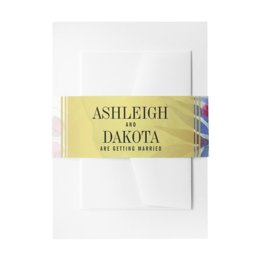 ウェディング |熱帯水色の花 招待状ベリーバンド (正面例)