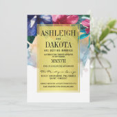 ウェディング |熱帯水色の花 招待状 (スタンド正面)